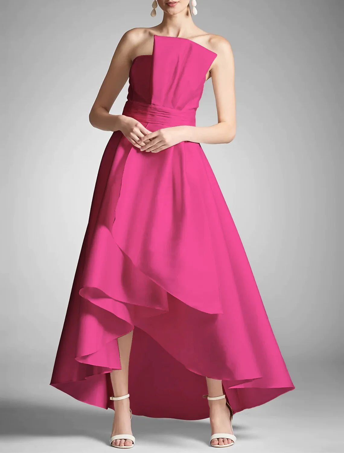 A-line prom dress in a vibrant color, featuring ruched bodice.