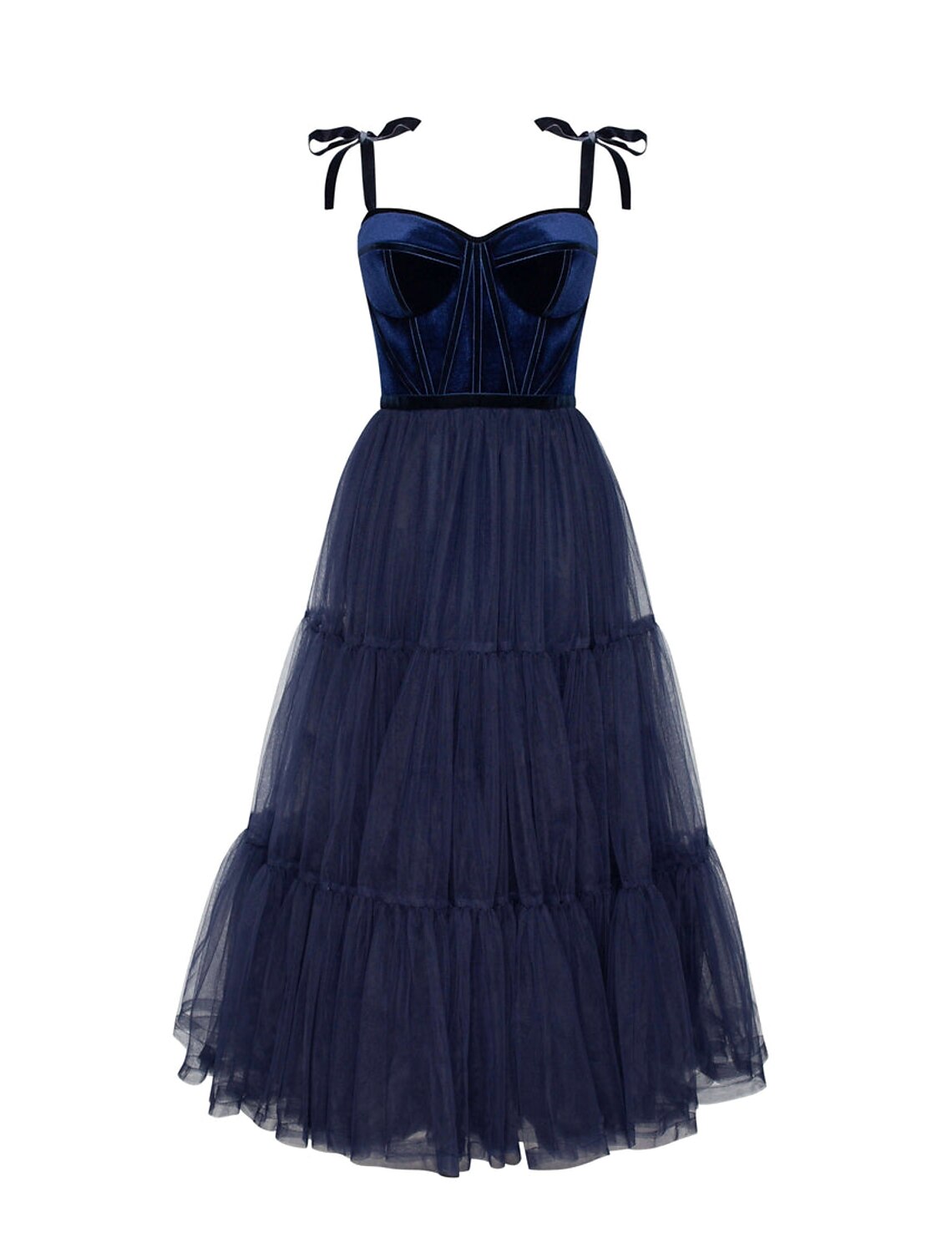 Elegant A-Line strapless tulle prom dress with pleats.
