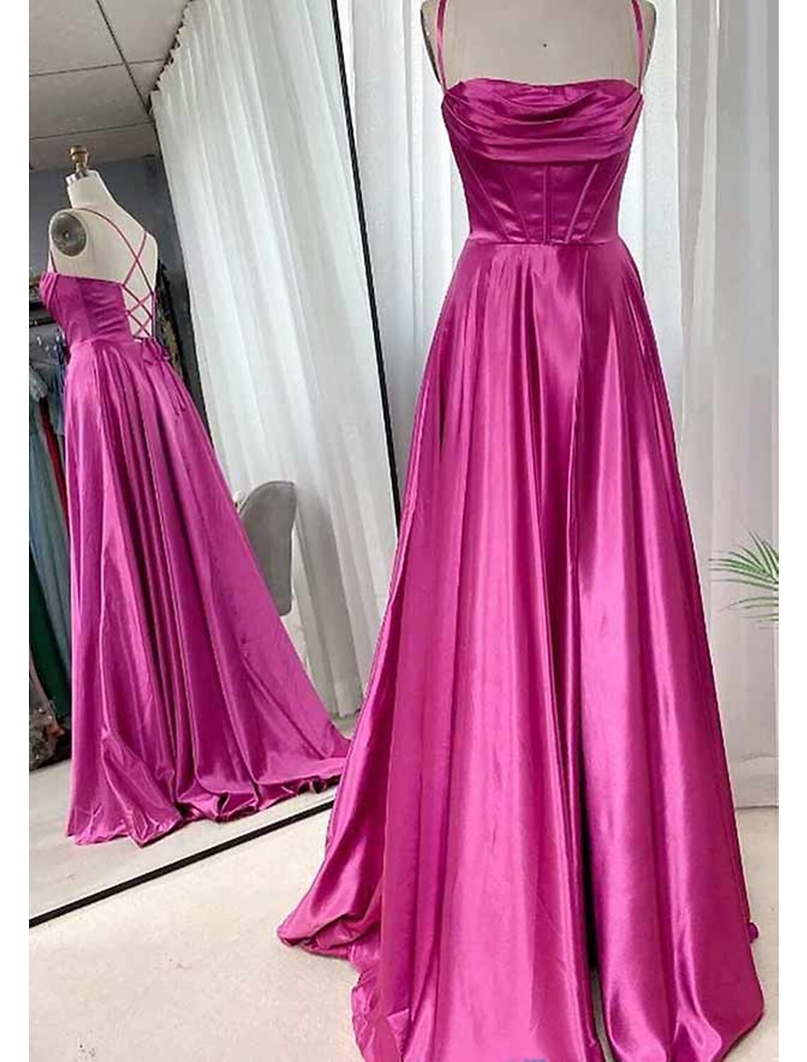 Elegant A-line sweetheart sleeveless maxi dress with backless crisscross detail and glitter accents.