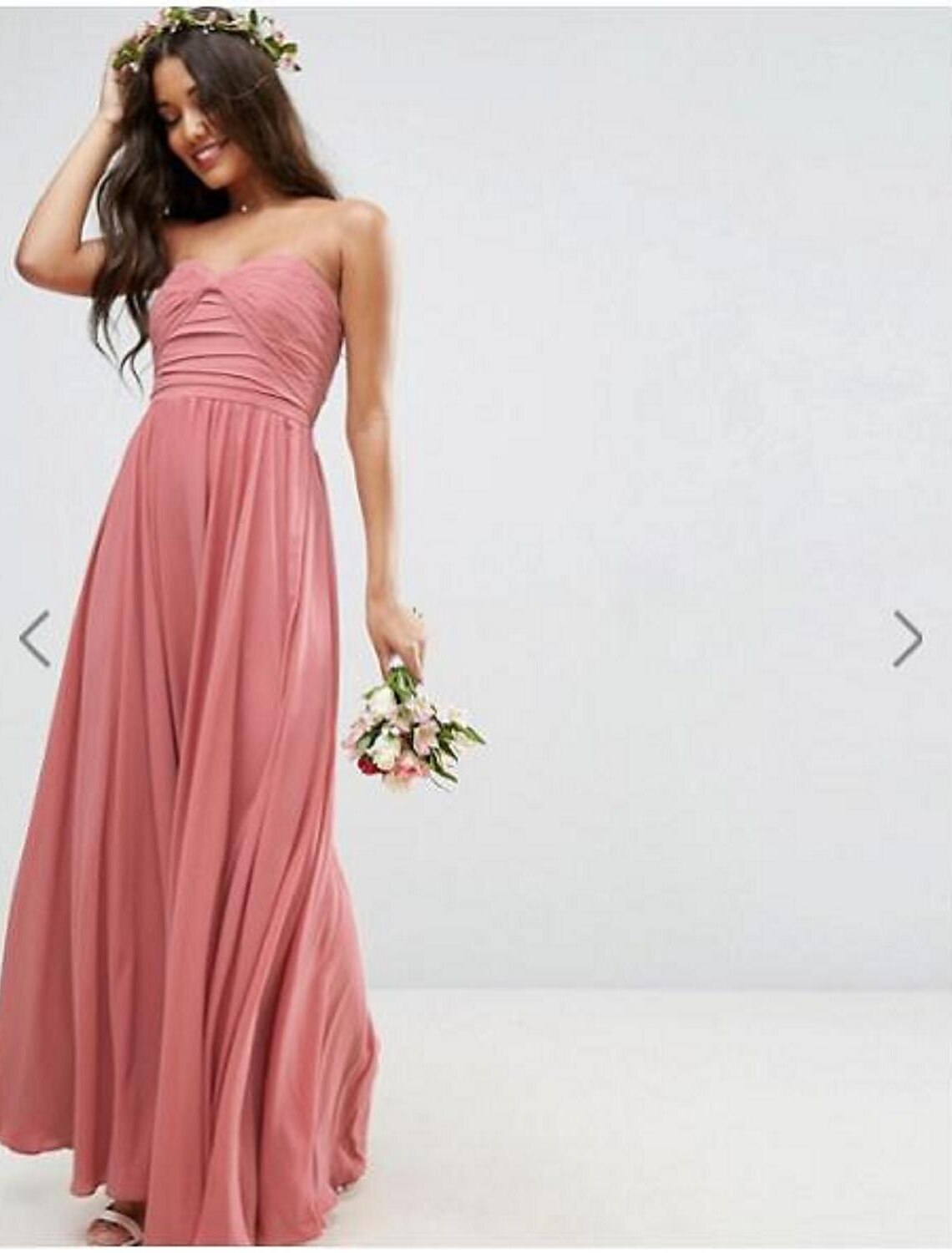 Elegant A-Line sweetheart chiffon bridesmaid dress with sash and pleats.