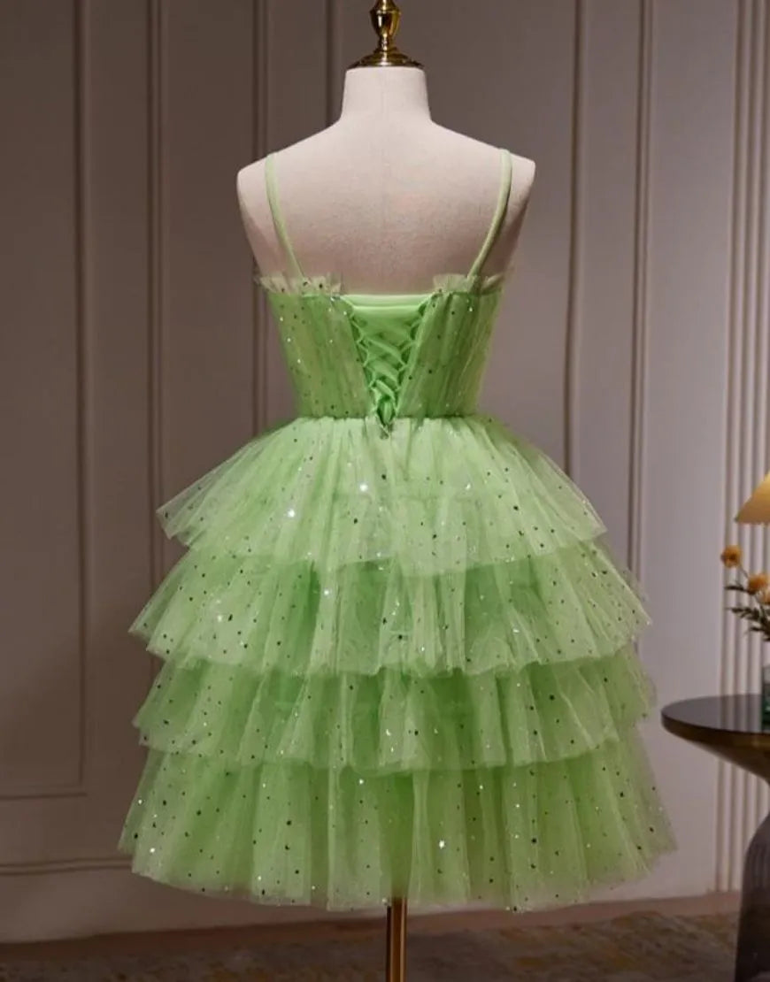 Back view of the A-line homecoming dress showing corset lacing.