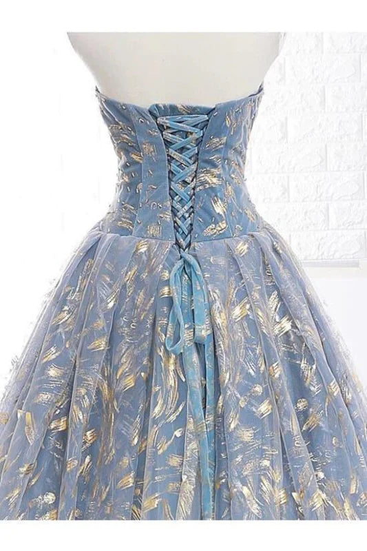 Full length view of an ankle-length sweet sixteen dress.