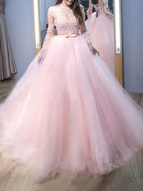 Elegant long prom dress with sweetheart neckline and open back.