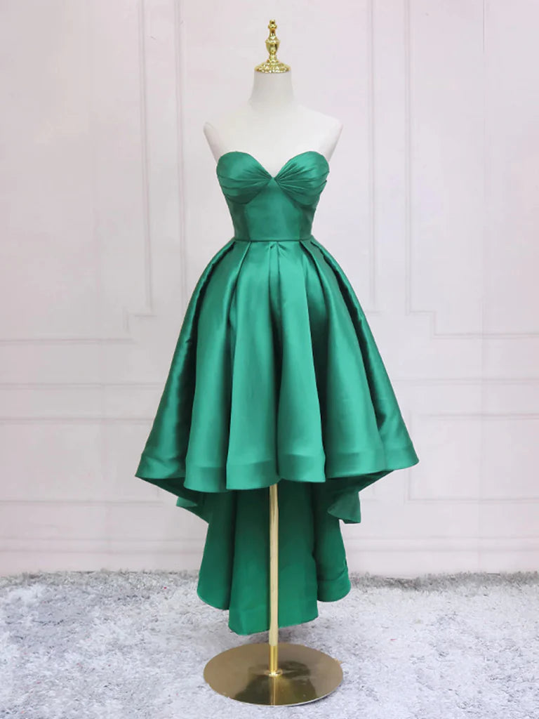 Elegant A-line high-low prom dress with a sweetheart neckline.
