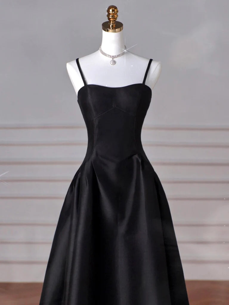 Back view of the sweetheart neck A-line satin dress, ideal for formal events.