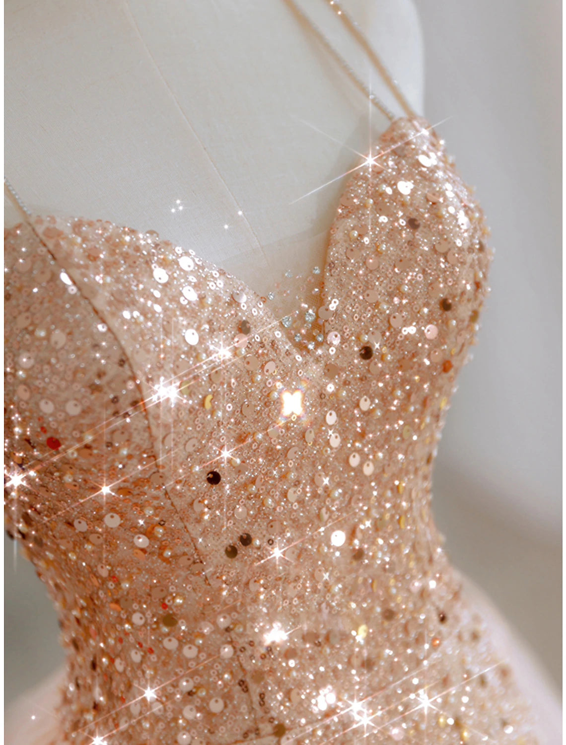 Back view of the elegant A-Line floor length party gown.
