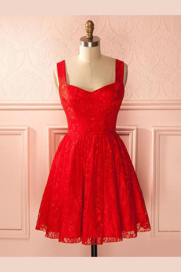 Elegant A-line sweetheart homecoming dress with delicate appliques and a mid-back design.