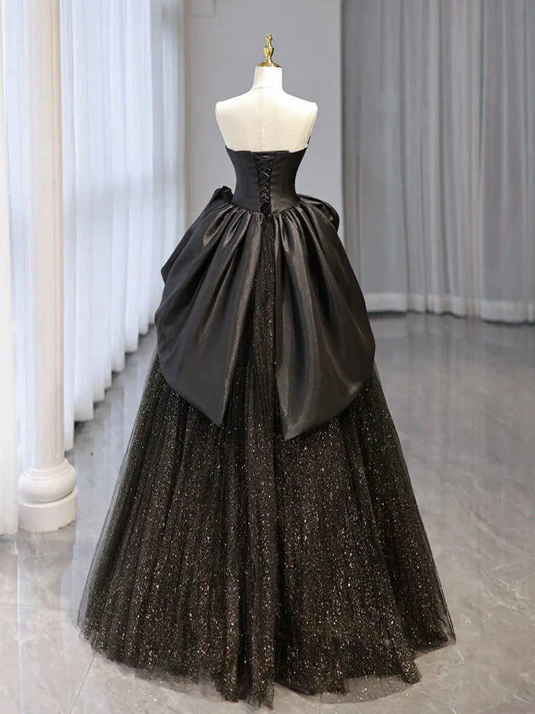 Stunning black tulle and satin evening gown.