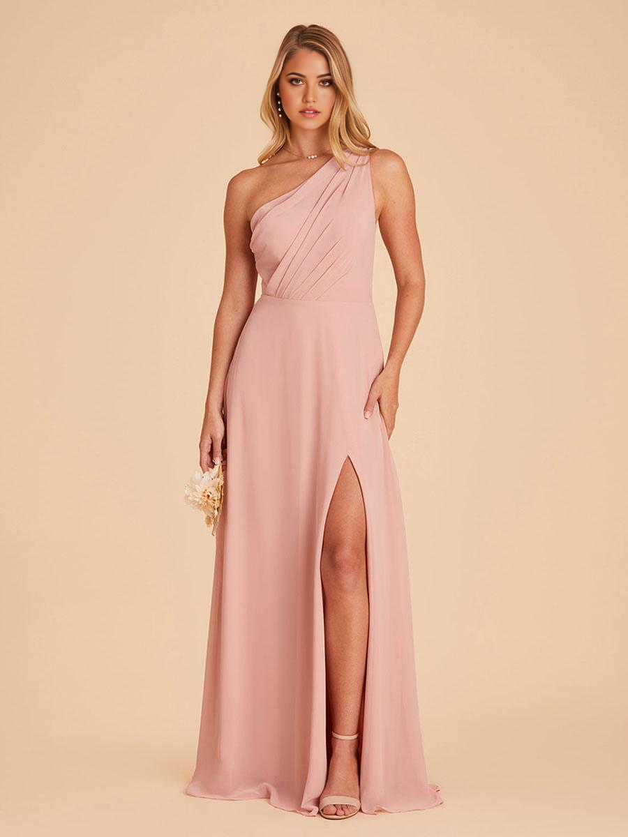Elegant A-Line V-Neck Chiffon Bridesmaid Dress.