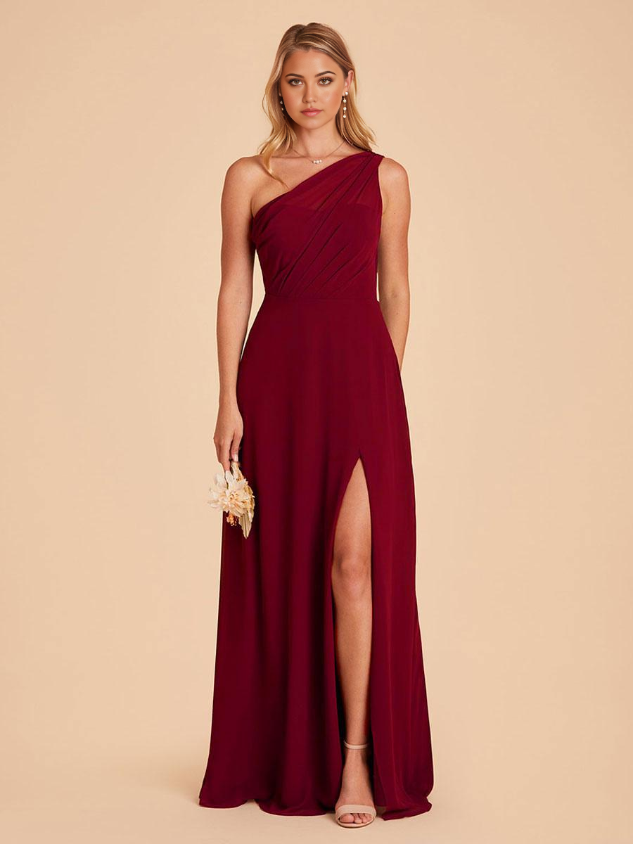 Back view of A-Line V-Neck Chiffon Bridesmaid Dress.