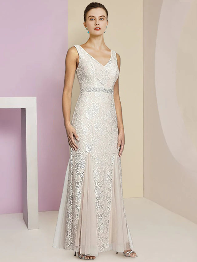 Side view of the A-Line Chiffon dress, showing the included wrap.