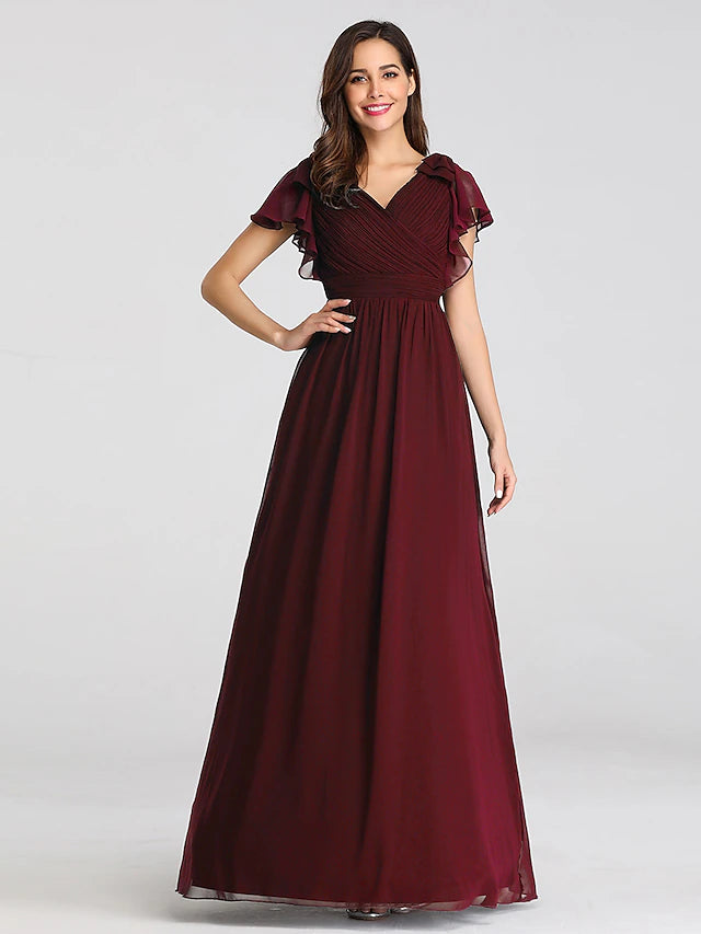 Back view of the floor-length plus size Mother of the Bride gown.