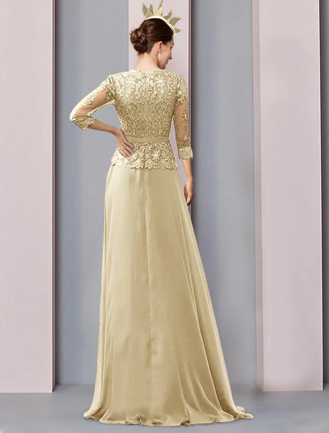 Floor-length A-Line gown for Mother of the Bride or wedding guest.