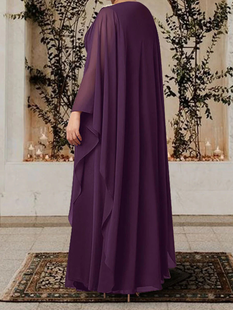 Detail of the A-Line V-neck Mother of the Bride dress.