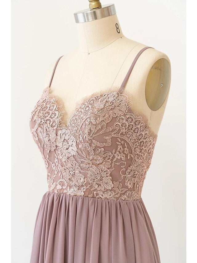 Back view of the A-line bridesmaid dress showing open back detail.