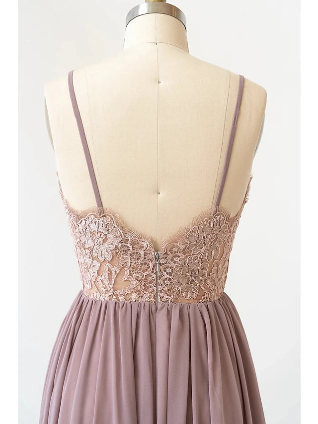 Flowy chiffon skirt with pleats on a bridesmaid gown.