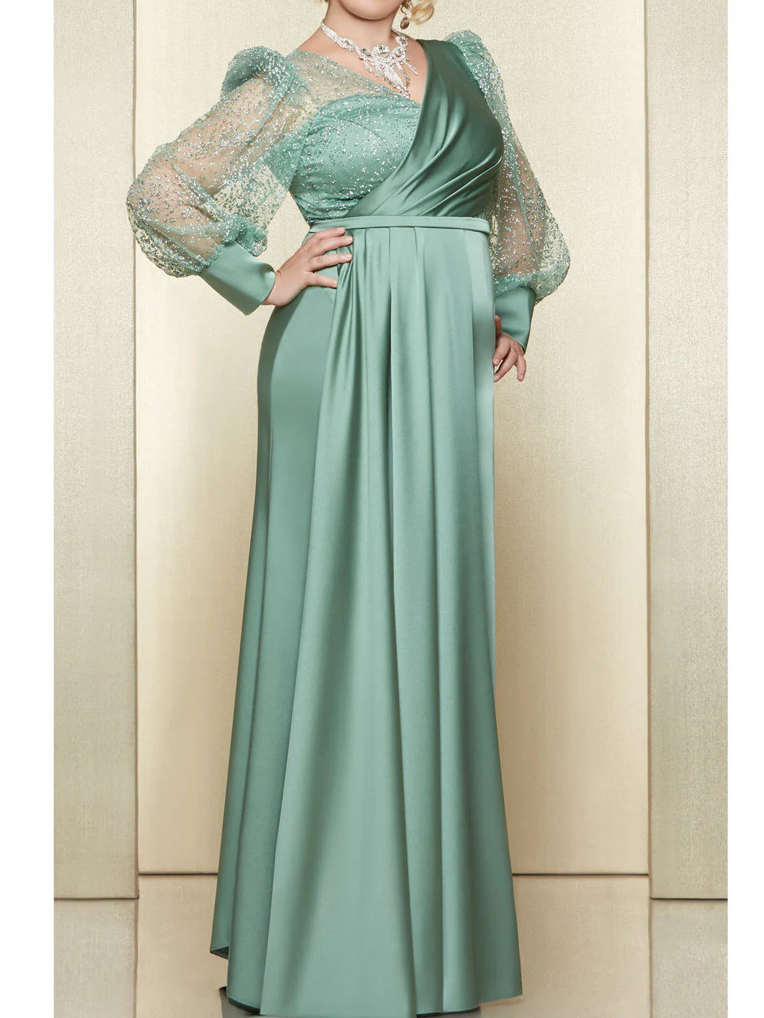 Elegant A-line V-neck sequin dress for mothers of the bride.