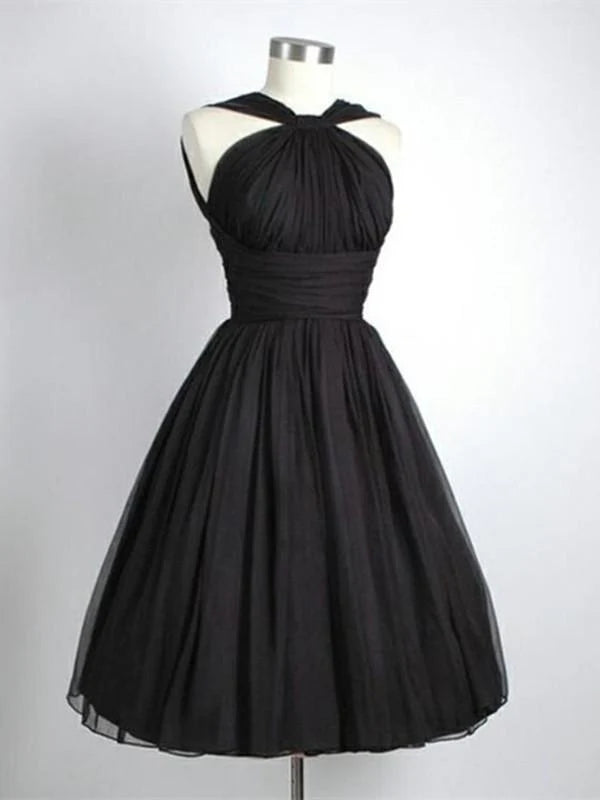 Elegant A-line V-neck short dress.