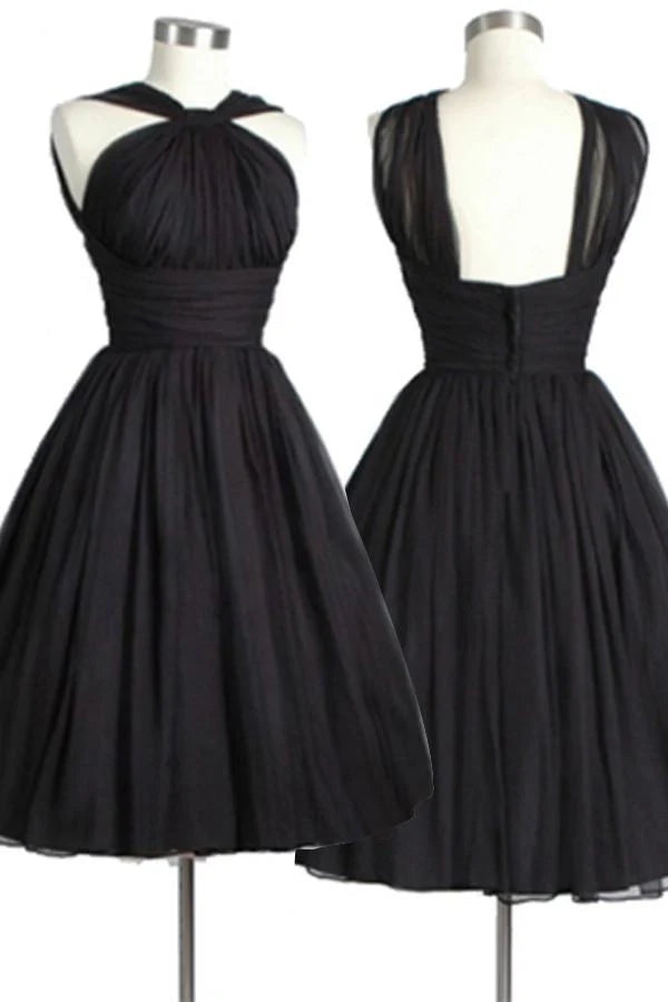 Elegant A-line V-neck short dress.