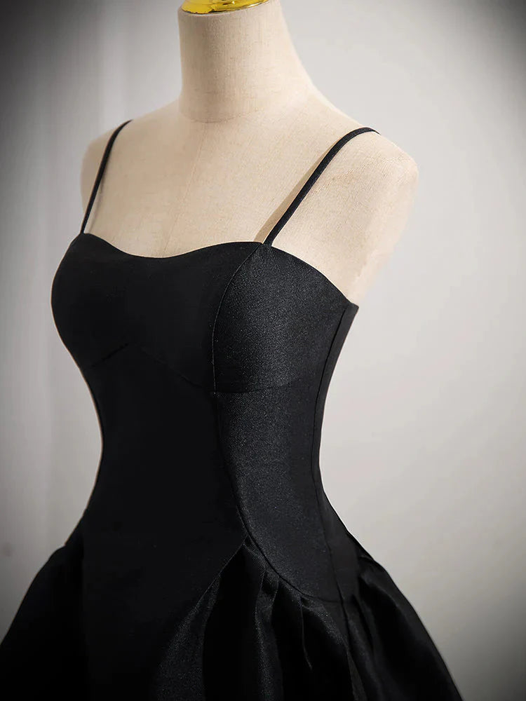 Side view of a V-neck A-line homecoming dress.