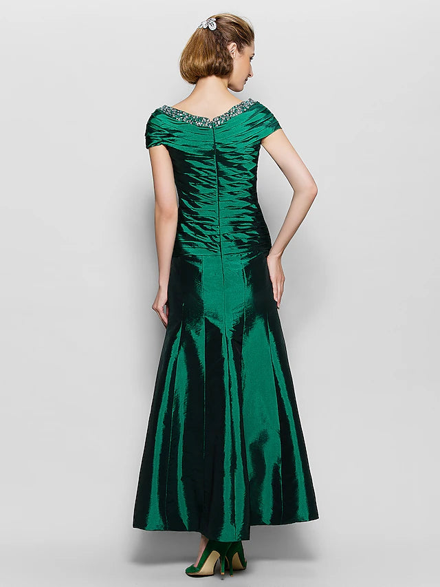 Another view of the A-Line taffeta dress, showcasing its flow.