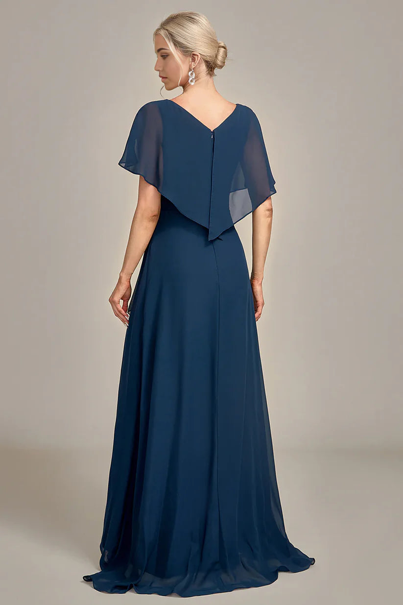 Back view of the A-line sequin and beaded formal dress.