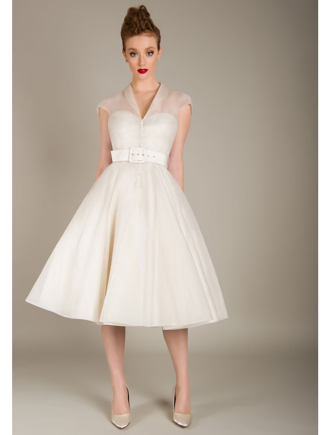 Elegant black A-line V-neck tulle cocktail dress with sash.