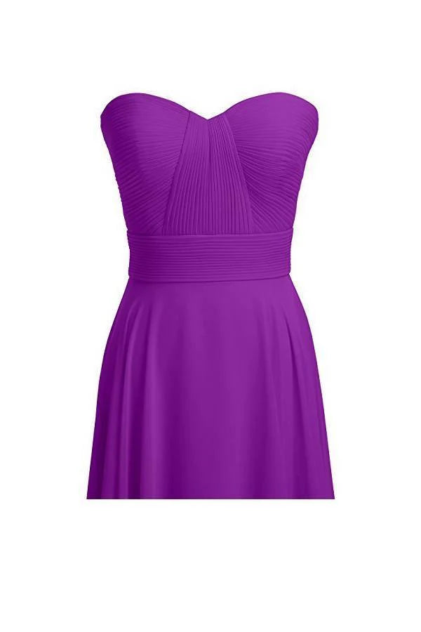 Back view of the A-line chiffon formal dress.