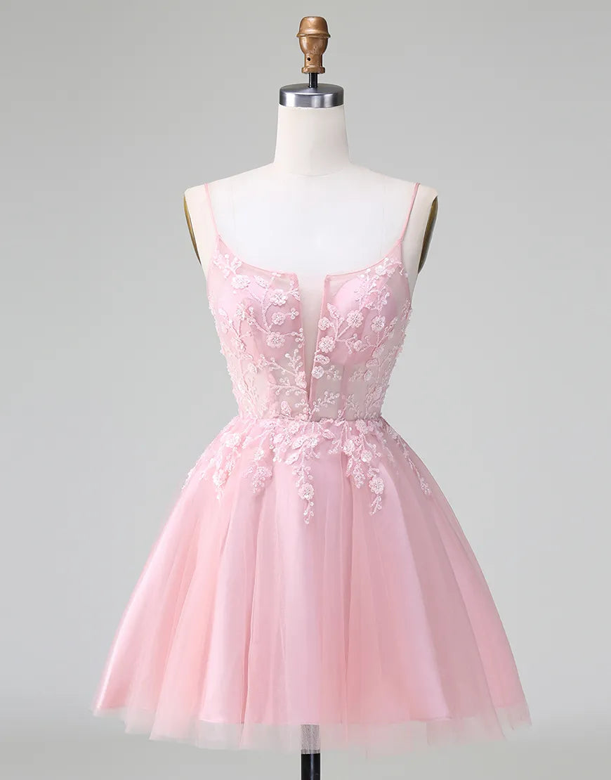 Elegant A-line glitter floral maxi homecoming dress with V-neck and spaghetti straps.