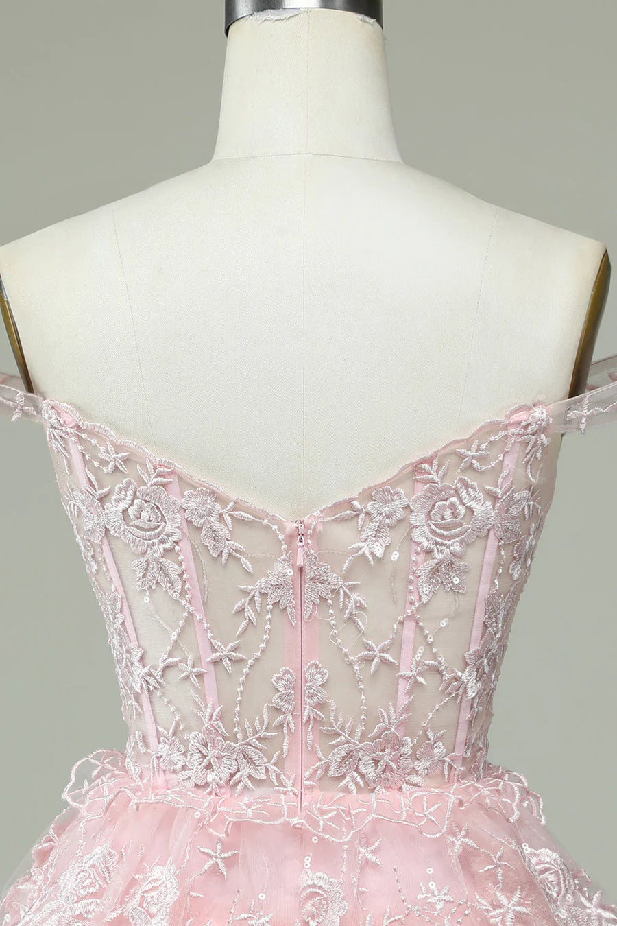 Full view of charming multi-layered homecoming dress.