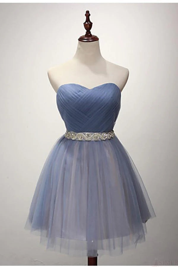 Elegant A-line strapless short dress for homecoming.