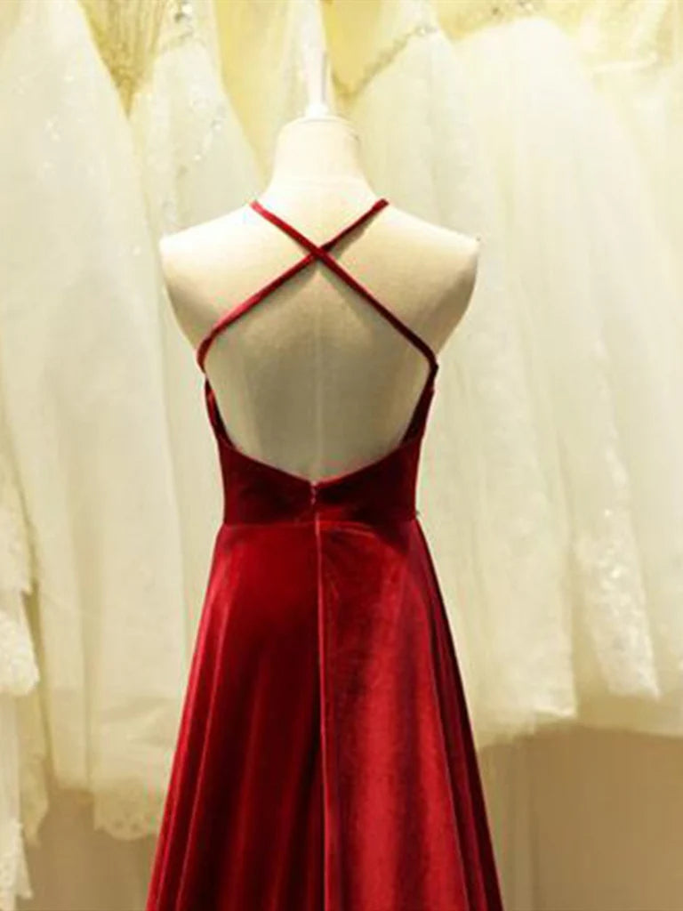 Backless design of the A-line V-neck beaded ball gown.