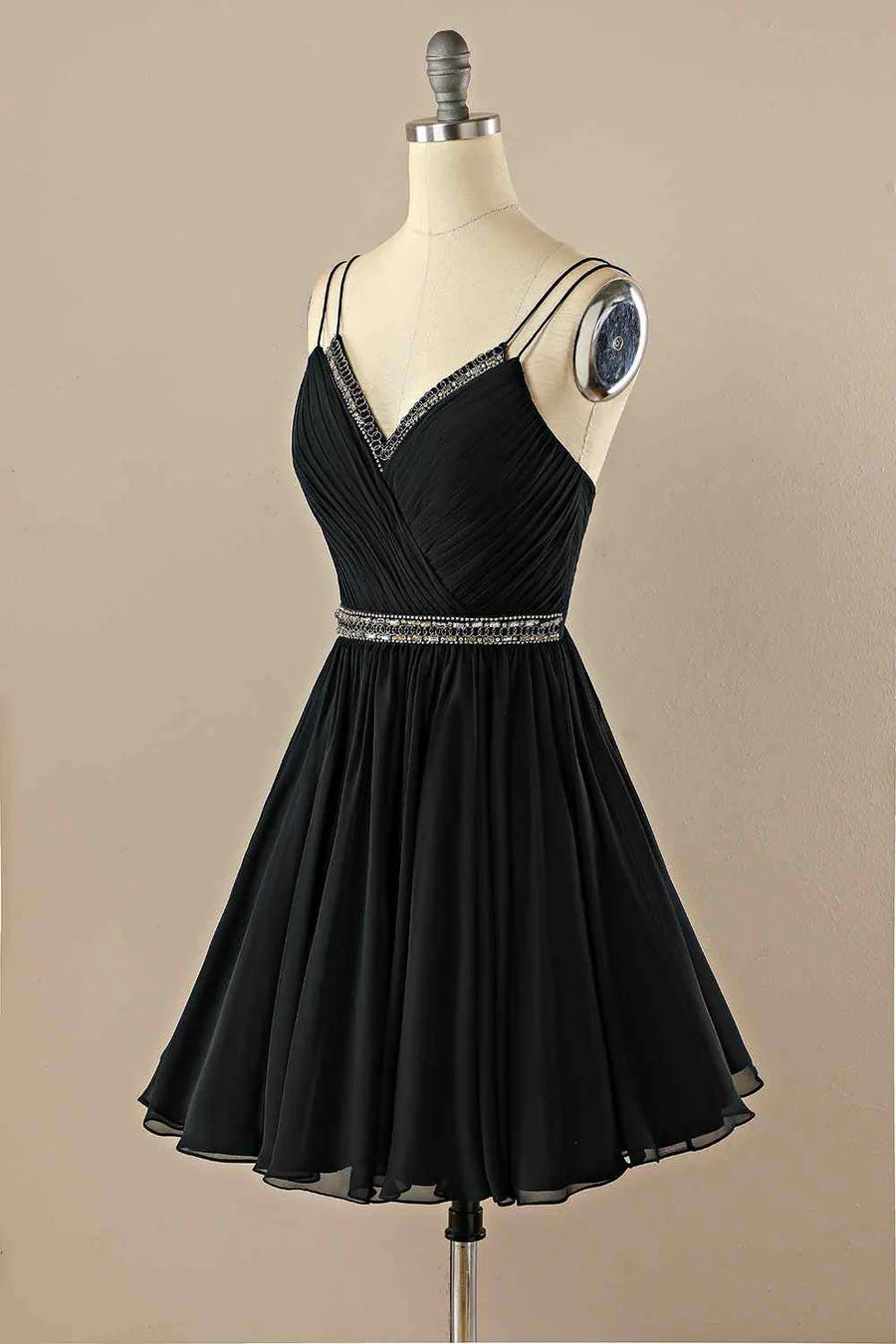 Back view of the A-line double straps chiffon homecoming dress, showcasing its silhouette.