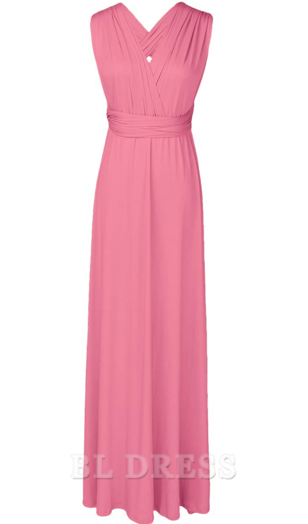 Elegant A-line V-Neck Halter floor-length gown for formal occasions.