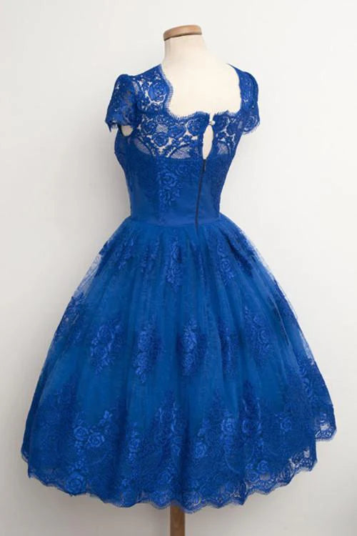 Side view of the A-line V-neck dress, showcasing its knee-length silhouette.