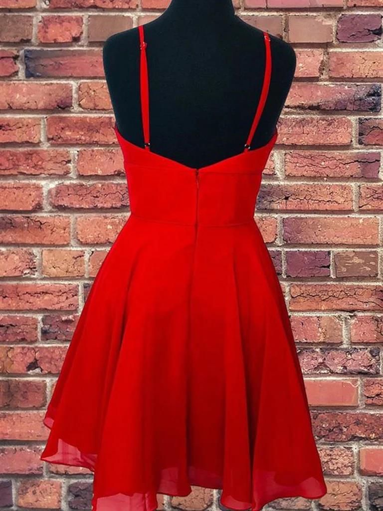 Stylish A-line V-neck short formal dress.