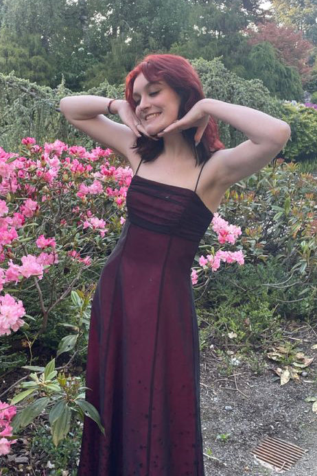 Elegant A-line V-neck tulle prom dress with spaghetti straps.