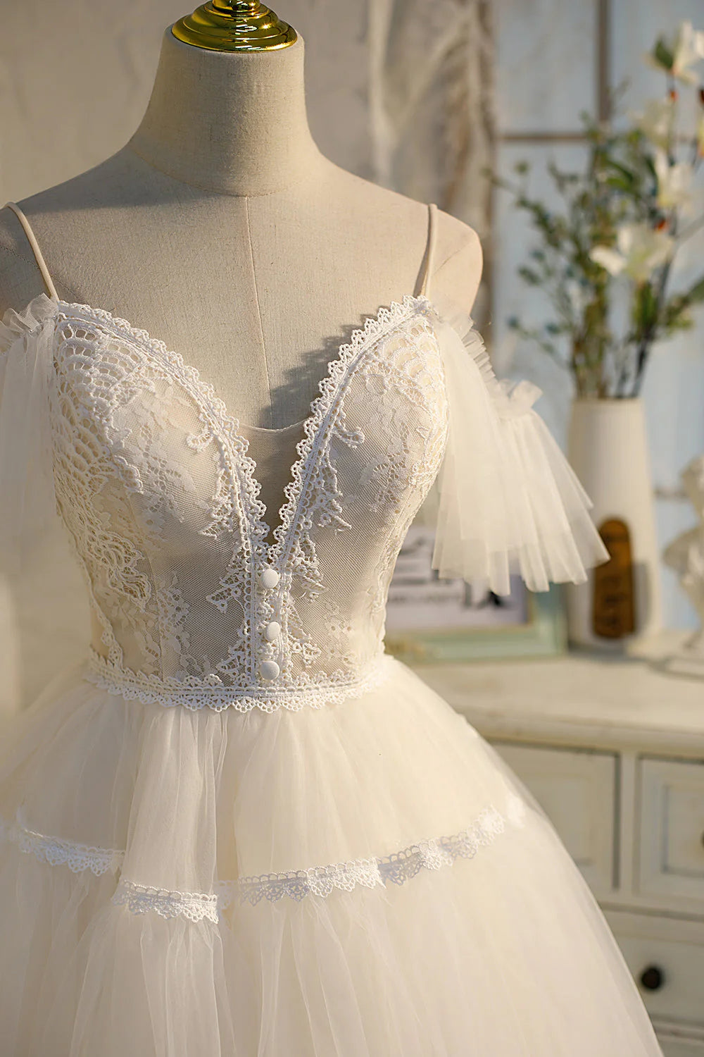 Full length view of the short A-line homecoming dress in motion.