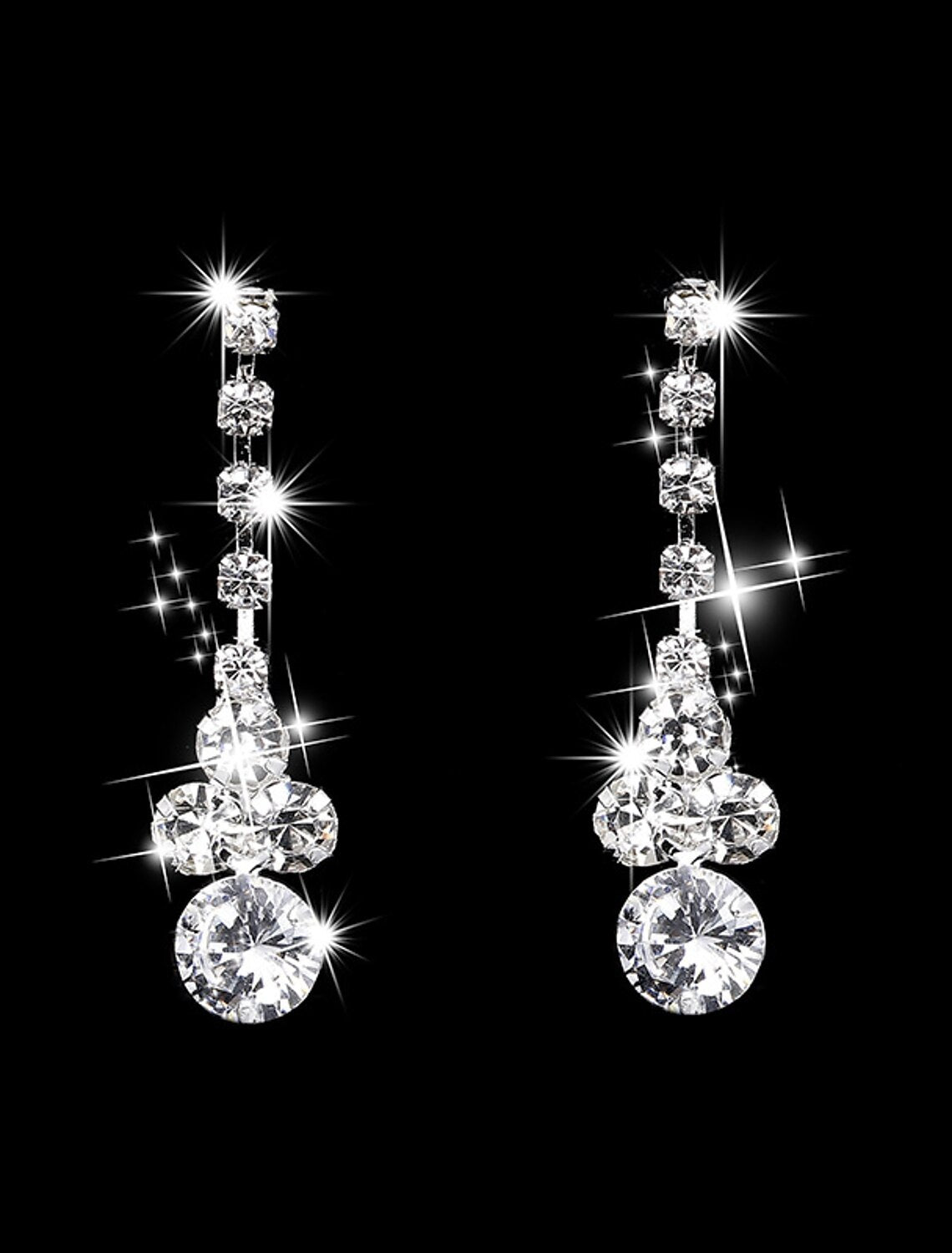 Close-up of a sparkling AAA Cubic Zirconia drop earring.