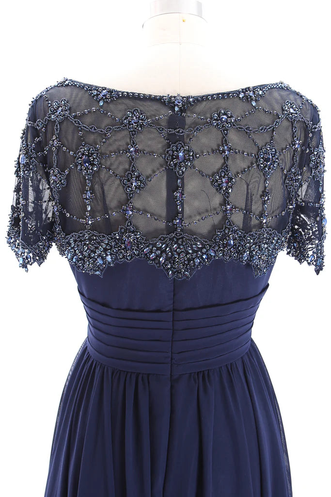 Back view of an elegant Mother of the Bride gown.