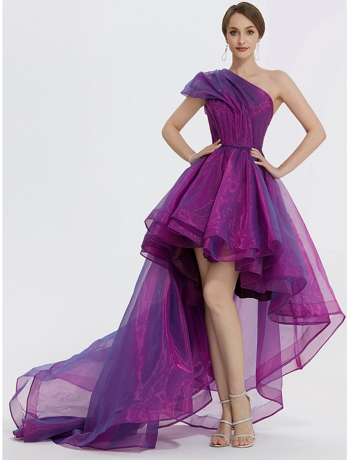 Elegant black sheath evening gown with square neck and 3/4 sleeves.