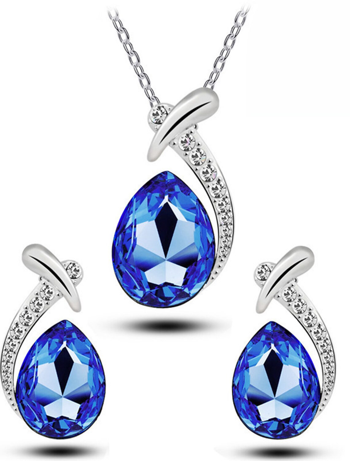 Detailed view of matching bridal earrings.