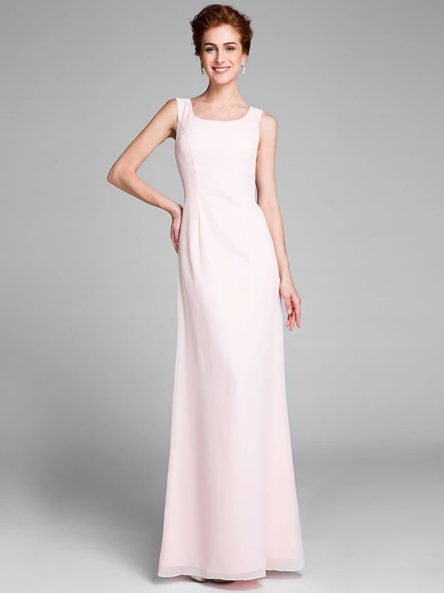 Side profile of elegant floor-length Mother of the Bride gown.