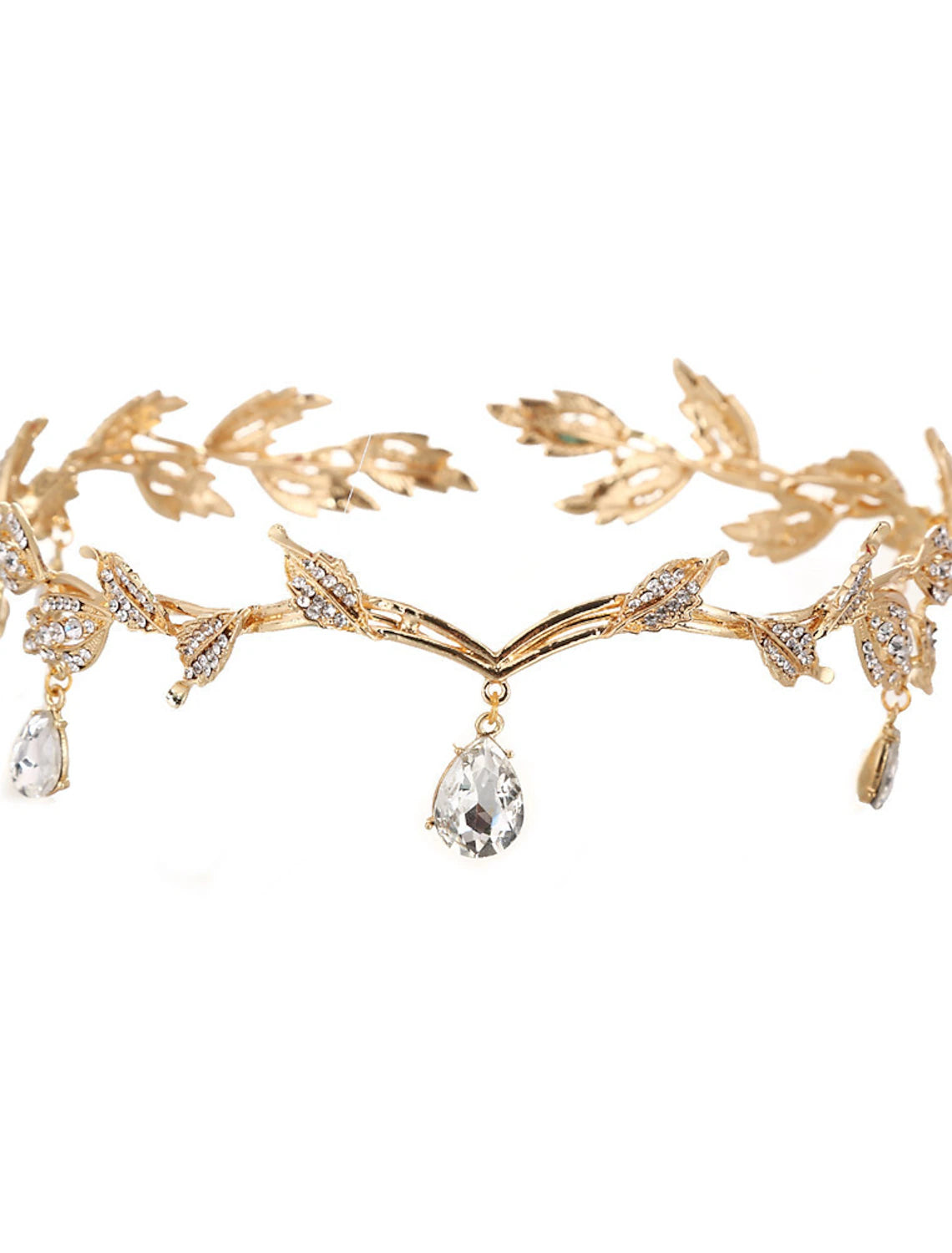 Close-up of a crystal alloy wedding crown for brides.