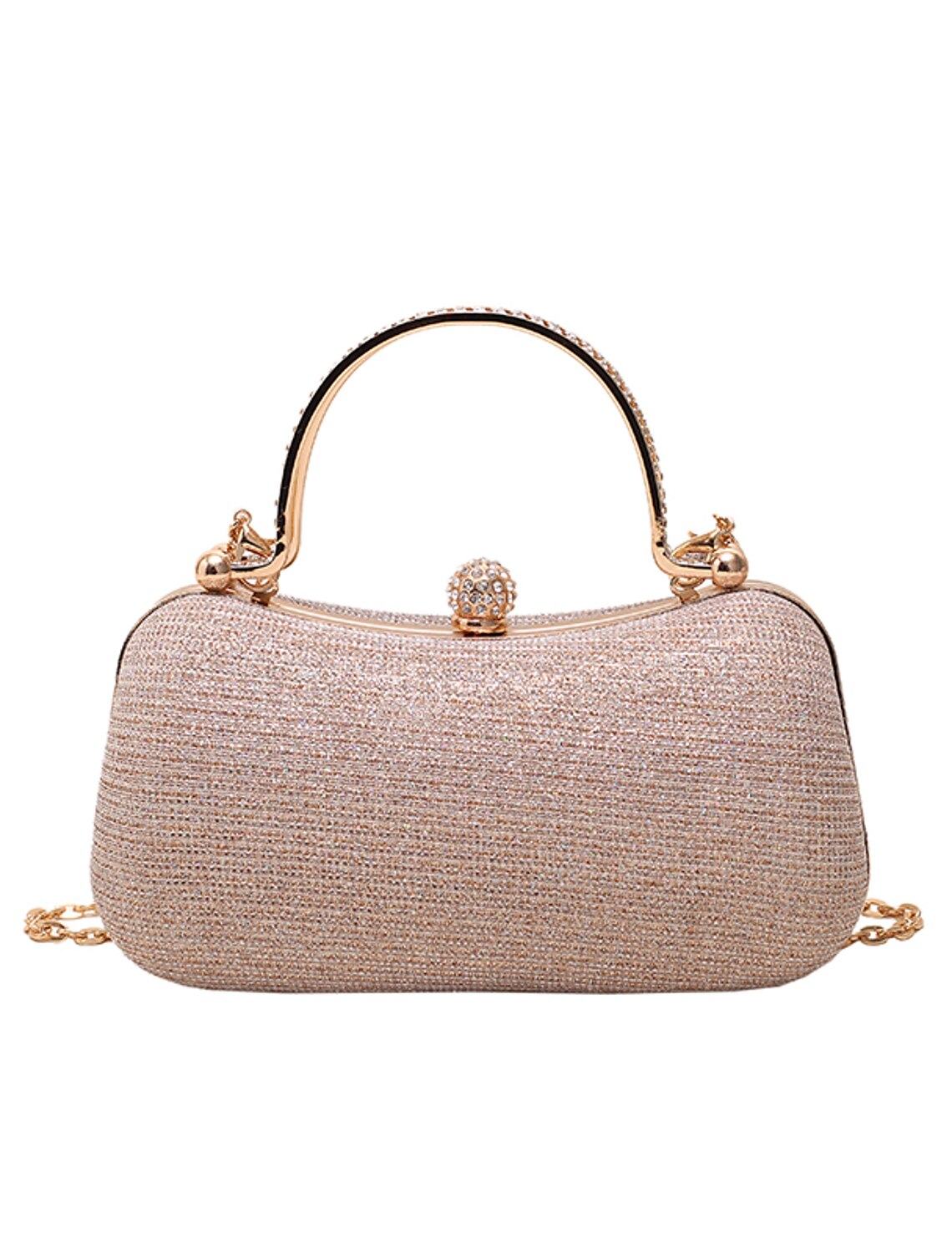 Women's crystal evening bag, front view.
