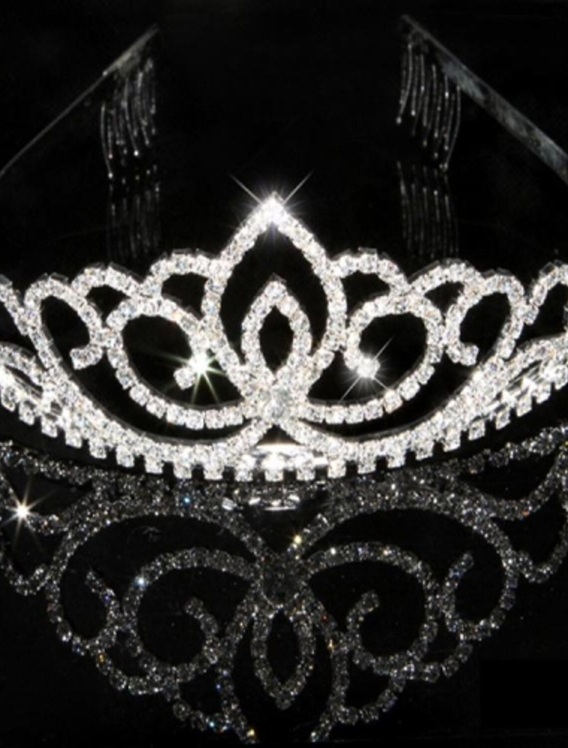 Sparkling crystal rhinestone headpiece for bridal wear.