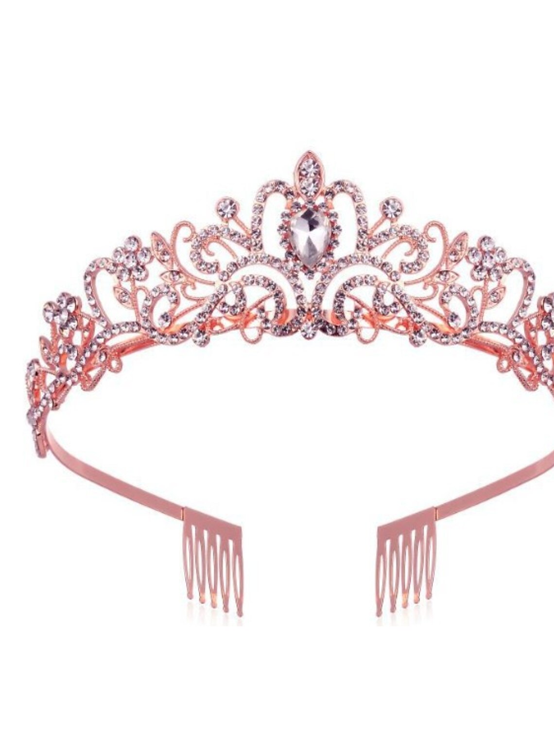Close-up of a sparkling crystal rhinestone tiara.