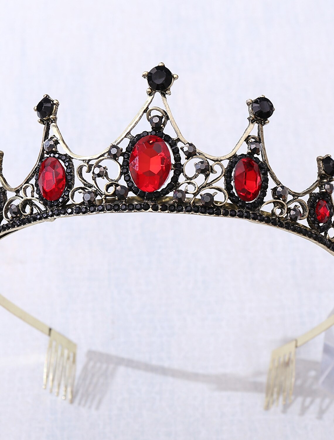 Elegant crystal tiara crown with combs for women and girls.