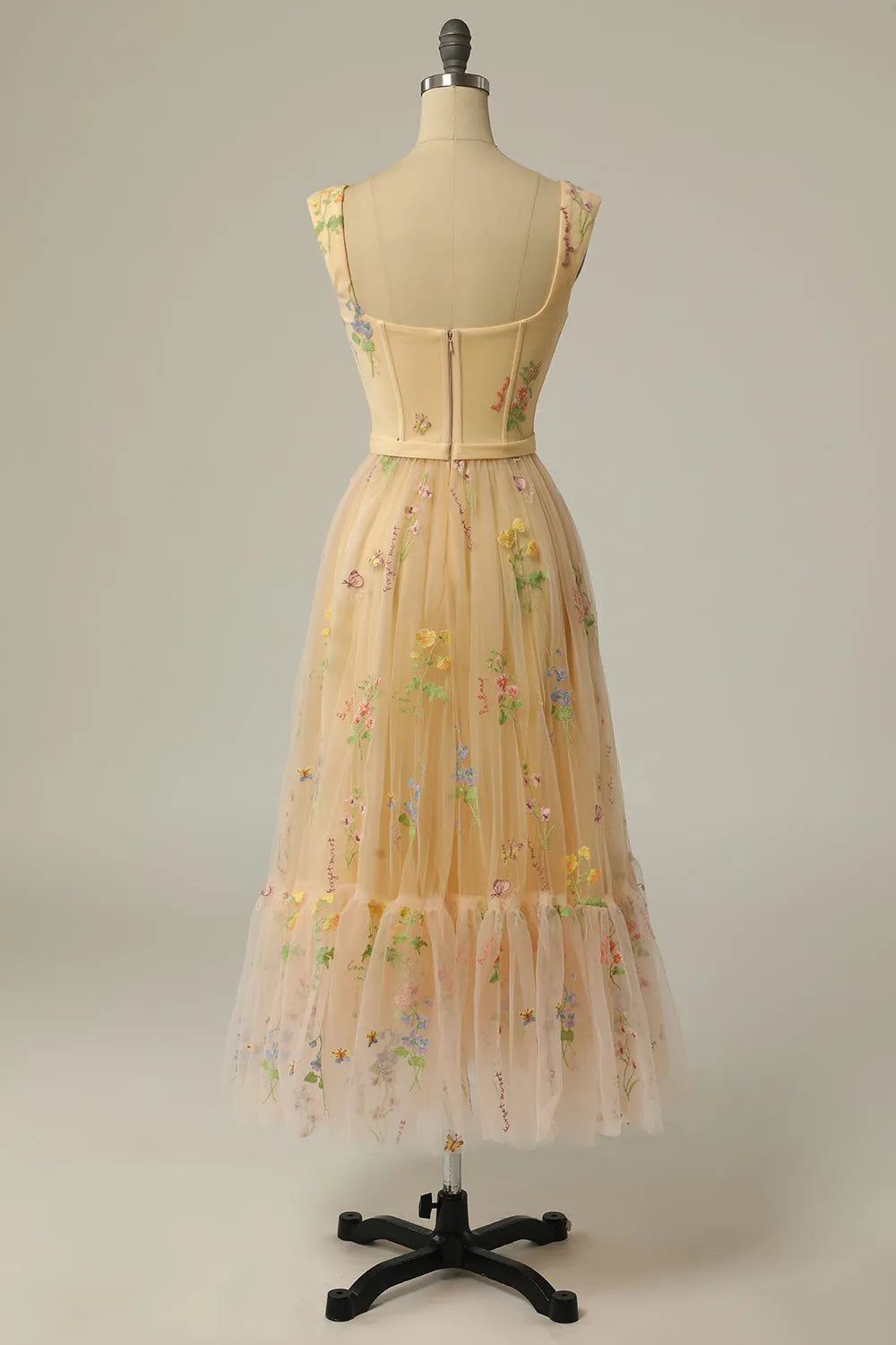 Full length view of the A-line gown, showcasing its silhouette.