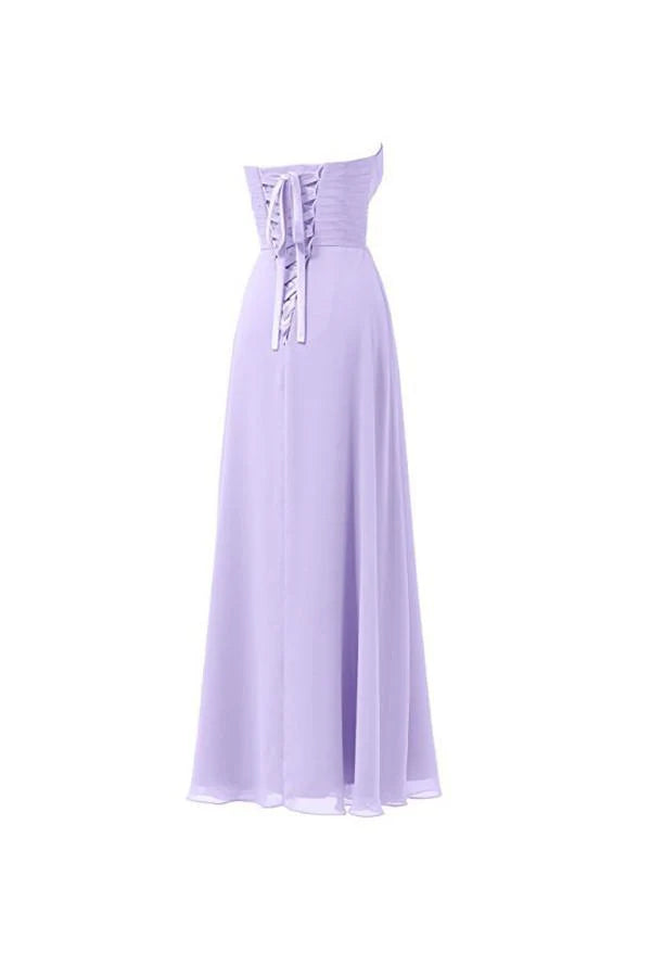 Back view of the flowy chiffon bridesmaid dress, showcasing its graceful drape.